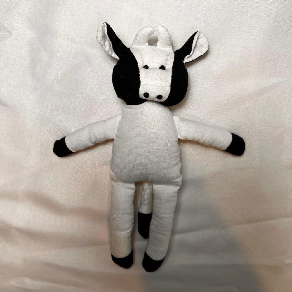 Wang's International Cow Plush Toy Small 8.5" Black White Good Vintage HBD 71